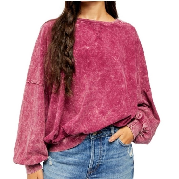 Free People Sweet Myrtle Oversized Vintage Wash LS tee, size S, pre-loved - Picture 3 of 13